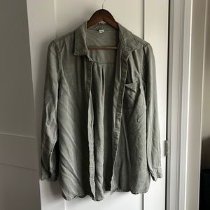 Sage Green Washed Denim Button-down Size L